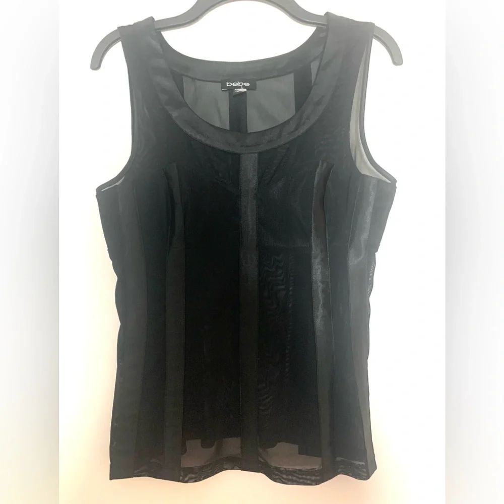 Bebe Mesh Satin Corset Top Black Medium - Picture 3 of 16